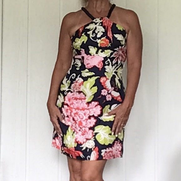 CK BRADLEY FLORAL PRINT SILK HALTER DRESS SIZE 6 - Picture 3 of 16